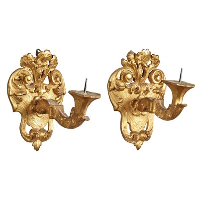Lot 538 - Pair of Regence Gilt-Wood Single-Light Sconces...