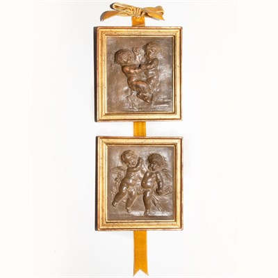Lot 280 - Pair of Framed French Terra Cotta Plaques 19th...