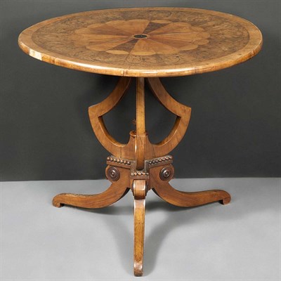 Lot 390 - Continental Walnut and Marquetry Low Table...