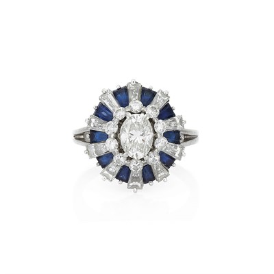 Lot 482 - Platinum, Diamond and Sapphire Ring