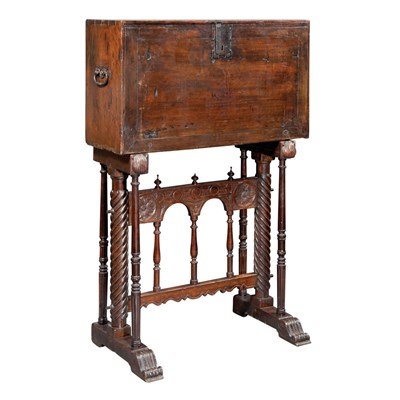 Lot 358 - Spanish Bone Inlaid Walnut Vargueno on Stand...