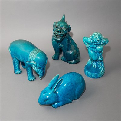 Lot 354 - Group of Four Chinese Turquoise Glazed...