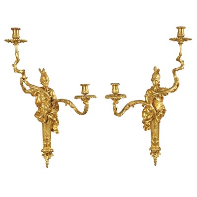 Lot 404 - Pair of Louis XVI Style Gilt-Bronze Two-Light...