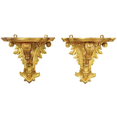 Lot 375 - Pair of Regency Style Gilt-Wood Wall Brackets...