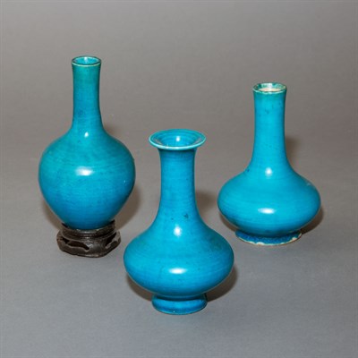 Lot 289 - Group of Three Chinese Turquoise Glazed Bottle...