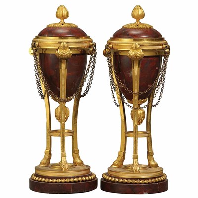 Lot 427 - Pair of French Gilt-Bronze and Rouge Marble...