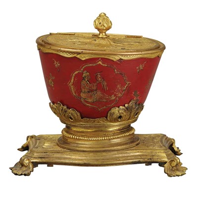 Lot 256 - Early Louis XV Gilt-Bronze and Tole Painted...