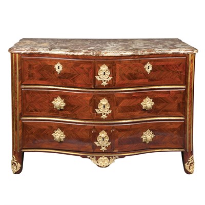 Lot 386 - Early Louis XV Gilt-Bronze Mounted Brass...