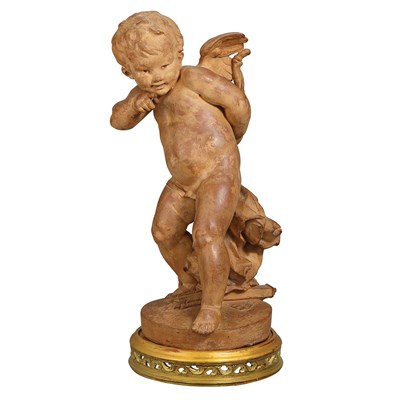 Lot 340 - French Terra Cotta Figure of Cupid On an...