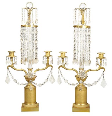 Lot 328 - Pair of Charles X Style Gilt-Bronze, Cut Glass...