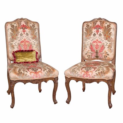 Lot 302 - Pair of Louis XV Walnut and Beechwood Chaise a...