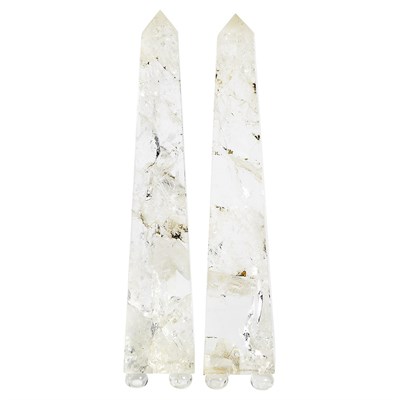 Lot 348 - Pair of Rock Crystal Obelisks Height 12 1/2...