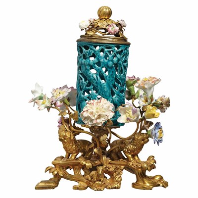 Lot 446 - Louis XV Gilt-Bronze Mounted Turquoise Glazed...