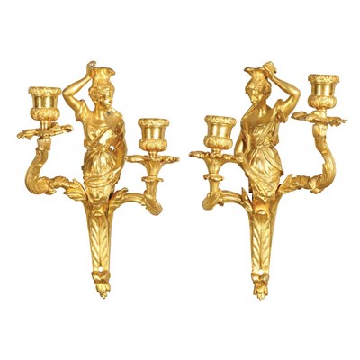 Lot 494 - Pair of Louis XIV Gilt-Bronze Two-Light...