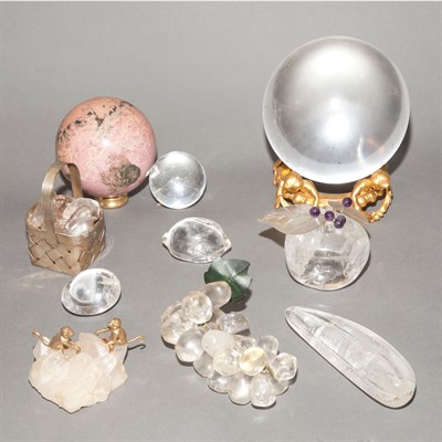 Lot 317 - Group of Hardstone and Rock Crystal Desk...
