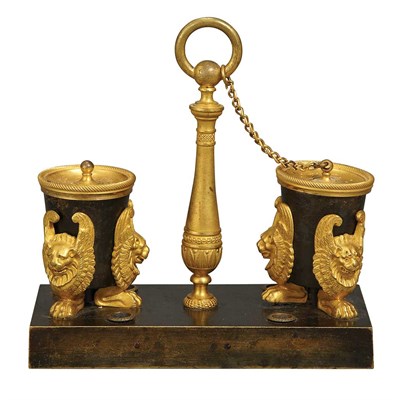 Lot 539 - Empire Gilt and Patinated-Bronze Encrier Circa...