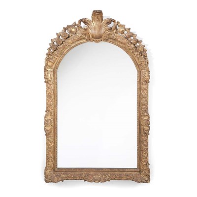 Lot 438 - Louis XV Style Gilt-Wood Mirror The arched...