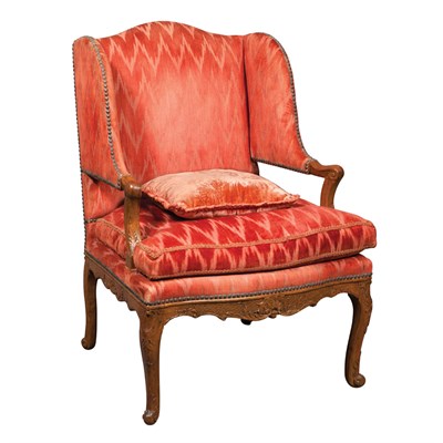 Lot 380 - Louis XV Walnut Fauteuil a l'Oreilles Mid 18th...