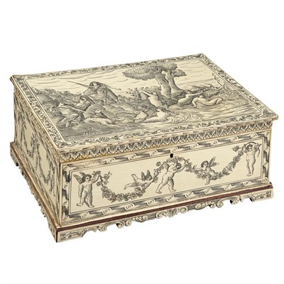Lot 237 - Continental Penwork Ivory Trinket Box Circa...
