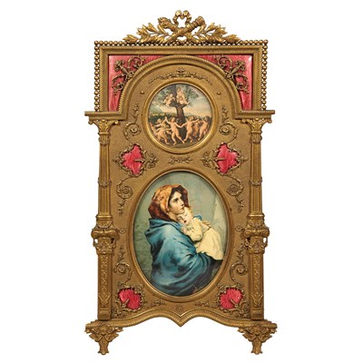 Lot 243 - French Pink Enameled Gilt-Bronze Double...