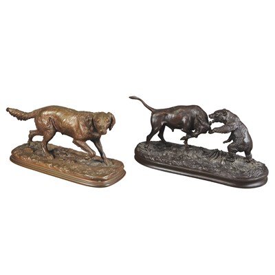 Lot 587 - Two Bronze Animalier Figures After P.J. Mene...
