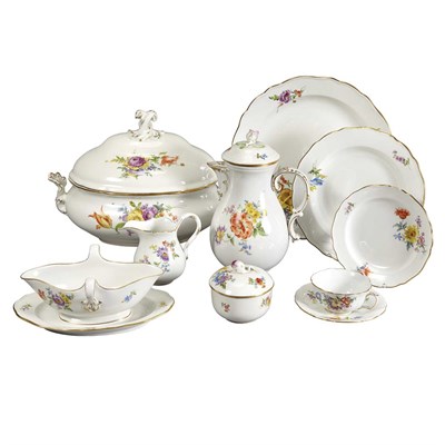 Lot 365 - Meissen Hand Painted Porcelain Dinner Service...