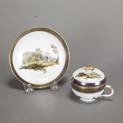 Lot 177 - Meissen Gilt and Hand Painted Porcelain Pot de...