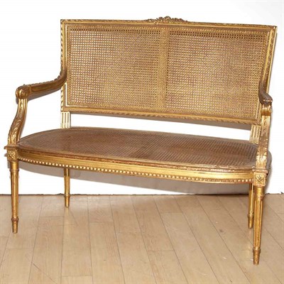 Lot 362 - Louis XVI Style Gilt-Wood Settee Length 44...