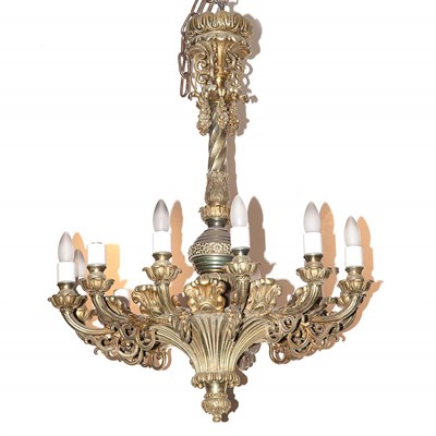 Lot 465 - Rococo Style Bronze Twelve-Light Chandelier...