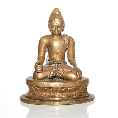 Lot 550 - Brass Figure of a Seated Buddha Height 4 1/4...