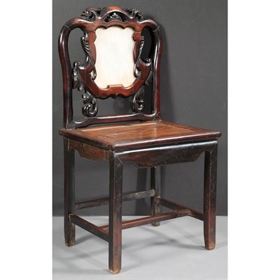 Lot 222 - Chinese Marble Inlaid Hardwood Chair