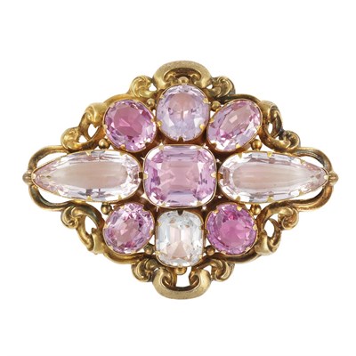 Lot 519 - Antique Gold and Pink Topaz Brooch