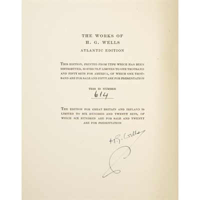 Lot 208 - [LIBRARY SET] WELLS, H.[ERBERT] G.[EORGE]. The...