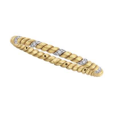 Lot 401 - Gold, Platinum and Diamond Bangle Bracelet, Van Cleef & Arpels, France