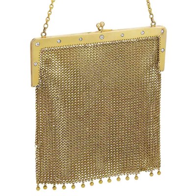 Lot 369 - Antique Gold and Diamond Mesh Purse