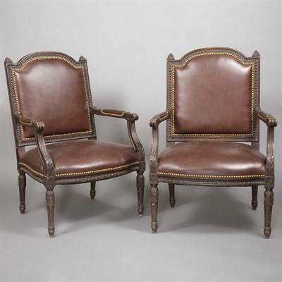 Lot 237 - Pair of Louis XVI Style Mahogany Stained...