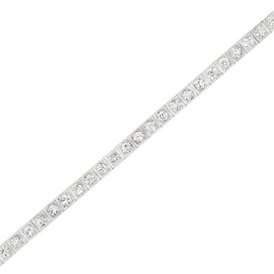 Lot 58 - Platinum and Diamond Straightline Bracelet