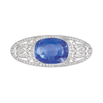 Lot 543 - Belle Epoque Platinum, Sapphire and Diamond Brooch