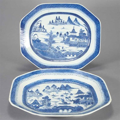 Lot 308 - Two Canton Blue and White Porcelain Chamfered...
