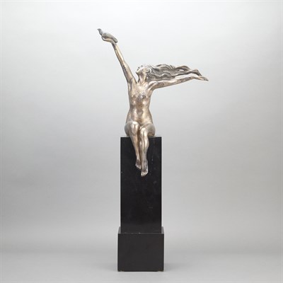 Lot 680 - Italian Art Deco Silvered Bronze Figure of The...