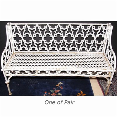 Lot 294 - Pair of White Painted Iron Garden Benches...