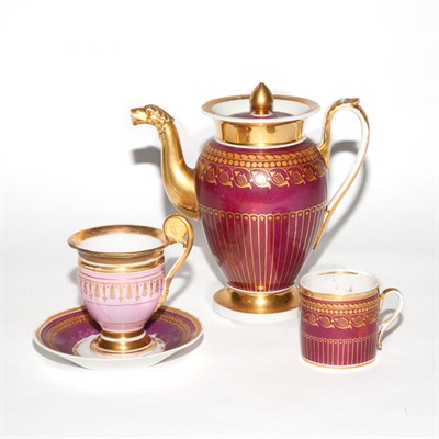 Lot 345 - Assembled Empire Gilt Decorated Porcelain...
