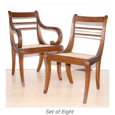 Lot 392 - Set of Eight Anglo Indian Hardwood Dining Chairs