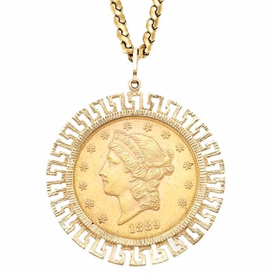 Lot 745 - U.S. Twenty Dollar Gold Coin Pendant with Chain