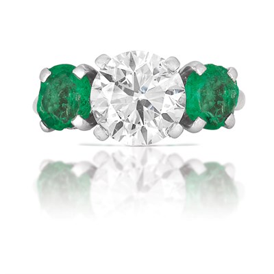 Lot 455 - Platinum, Diamond and Simulated Emerald Ring