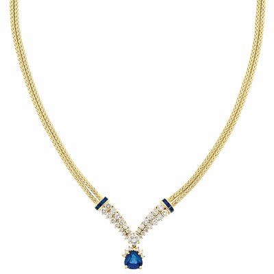 Lot 155 - Gold, Sapphire and Diamond Necklace