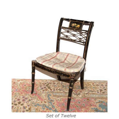 Lot 191 - Set of Twelve Regency Style Painted Dining...