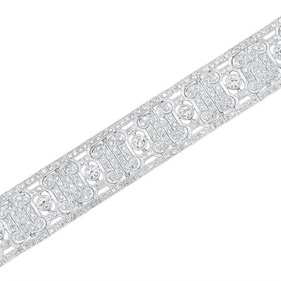 Lot 170 - Wide Platinum and Diamond Bracelet