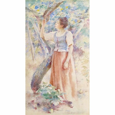 Lot 400 - Theodore Robinson American, 1852-1896 Girl in...