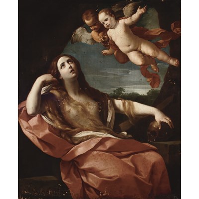 Lot 57 - School of Guido Reni Pentitent Magdalene Oil...
